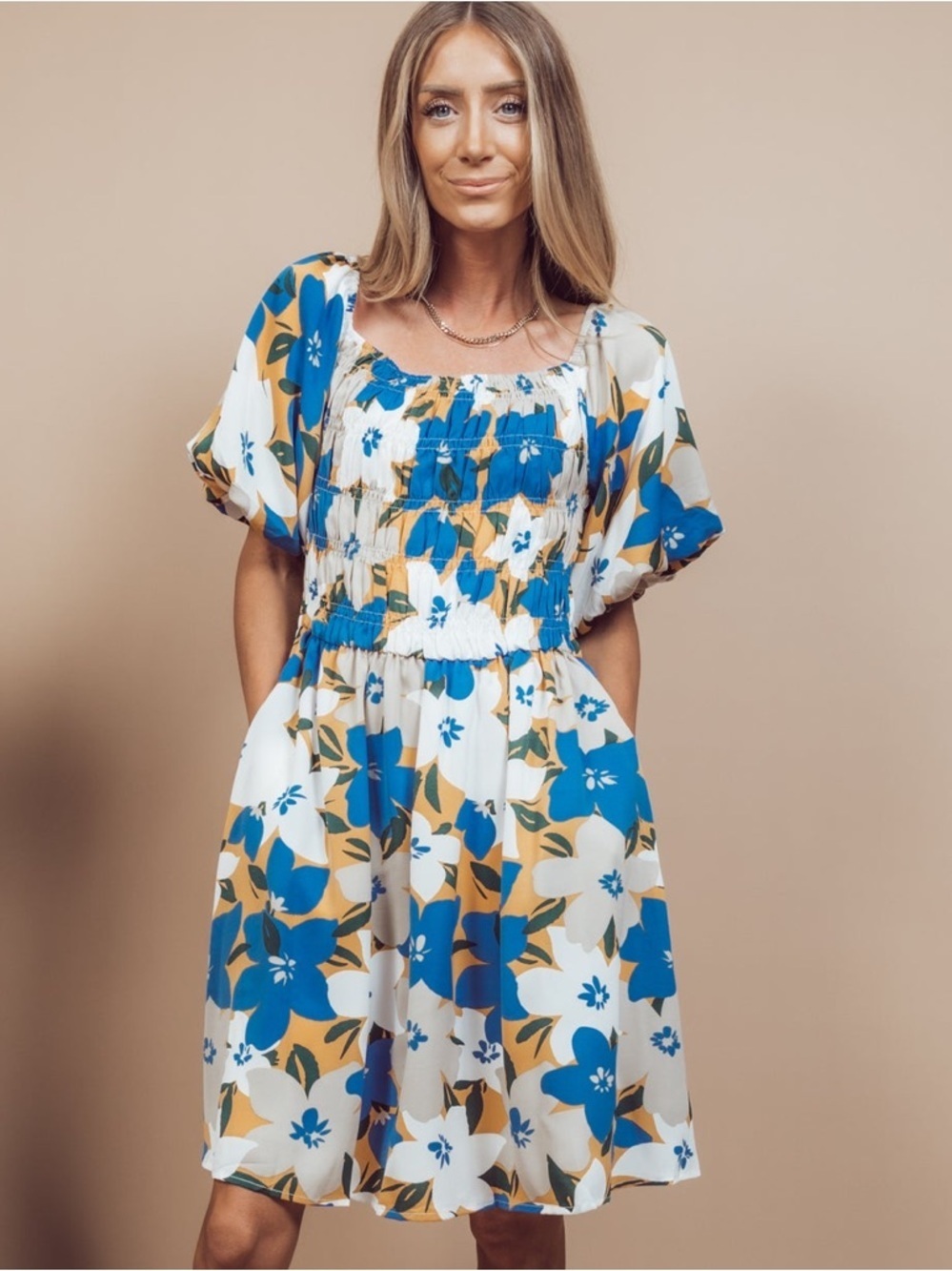 DAVI & DANI White, Elyse Floral Dress